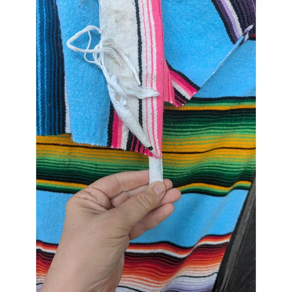 Mexican Serape Blanket Stripe Rainbow Southwest Acryllic Yoga 86 x 48